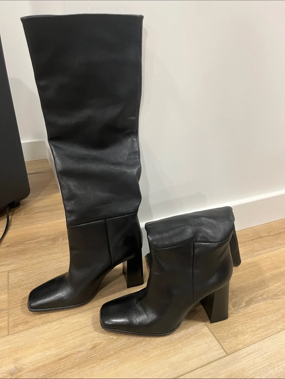 Zara Black Over-the-Knee Leather Boots
